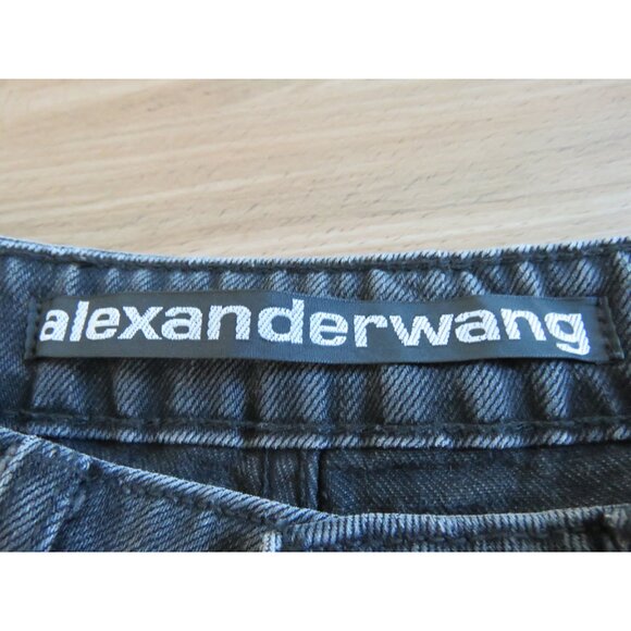 ALEXANDER WANG Bite High Rise Shorts in Gray Aged Denim Distressed - Size 27 - Picture 15 of 16